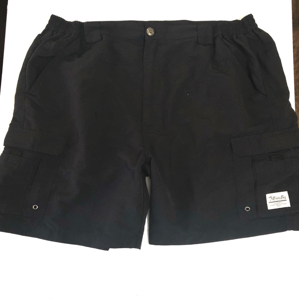 black cargo swim shorts swim trunk mens sz 44  6 pockets zip no lining insert